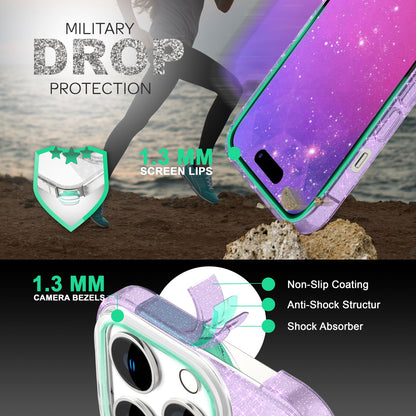 NALIA Glitzerhülle für iPhone 14 Pro – Funkelnder Glitzer-Look & Grip – SHINEPOP (Silikon Case) – Marke aus Berlin