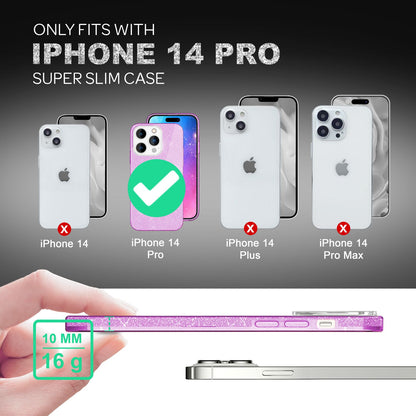 NALIA Glitzerhülle für iPhone 14 Pro – Funkelnder Glitzer-Look & Grip – SHINEPOP (Silikon Case) – Marke aus Berlin