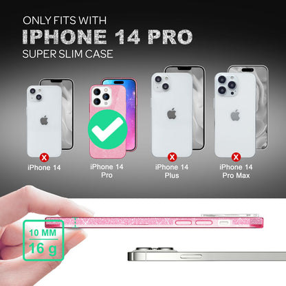 NALIA Glitzerhülle für iPhone 14 Pro – Funkelnder Glitzer-Look & Grip – SHINEPOP (Silikon Case) – Marke aus Berlin