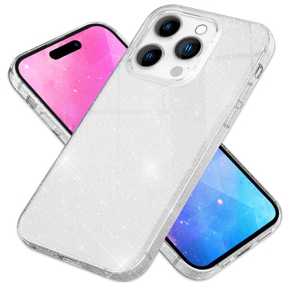 NALIA Glitzerhülle für iPhone 14 Pro – Funkelnder Glitzer-Look & Grip – SHINEPOP (Silikon Case) – Marke aus Berlin