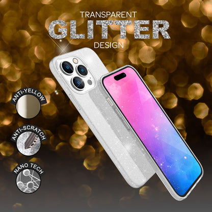 NALIA Glitzerhülle für iPhone 14 Pro – Funkelnder Glitzer-Look & Grip – SHINEPOP (Silikon Case) – Marke aus Berlin