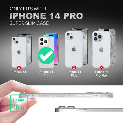 NALIA Glitzerhülle für iPhone 14 Pro – Funkelnder Glitzer-Look & Grip – SHINEPOP (Silikon Case) – Marke aus Berlin