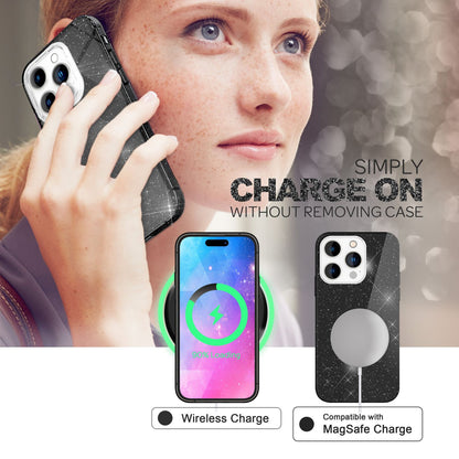 NALIA Glitzerhülle für iPhone 14 Pro – Funkelnder Glitzer-Look & Grip – SHINEPOP (Silikon Case) – Marke aus Berlin