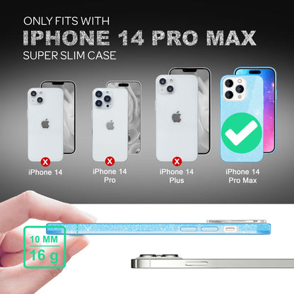NALIA Glitzerhülle für iPhone 14 Pro Max – Funkelnder Glitzer-Look & Grip – SHINEPOP (Silikon Case) – Marke aus Berlin