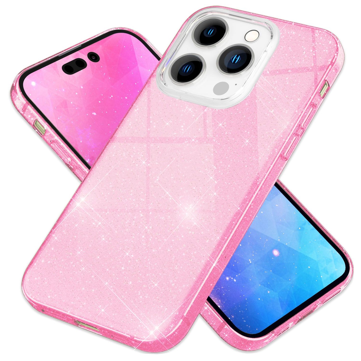 NALIA Glitzerhülle für iPhone 14 Pro Max – Funkelnder Glitzer-Look & Grip – SHINEPOP (Silikon Case) – Marke aus Berlin