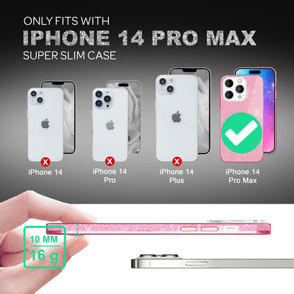 NALIA Glitzerhülle für iPhone 14 Pro Max – Funkelnder Glitzer-Look & Grip – SHINEPOP (Silikon Case) – Marke aus Berlin