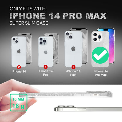 NALIA Glitzerhülle für iPhone 14 Pro Max – Funkelnder Glitzer-Look & Grip – SHINEPOP (Silikon Case) – Marke aus Berlin