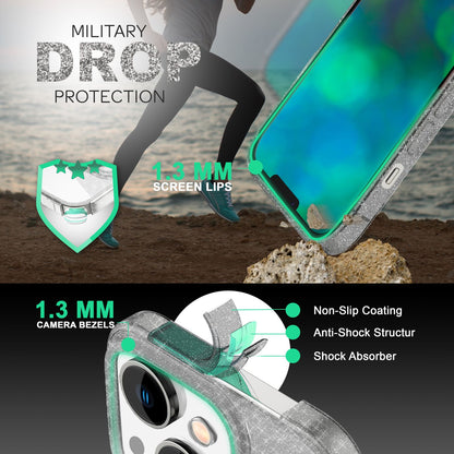 NALIA Glitzerhülle für iPhone 14 – Funkelndes Silikon Case – DAZZLIN (Transparent & Stoßfest) – Marke aus Berlin