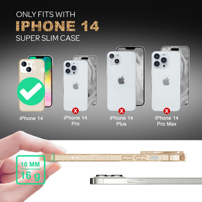NALIA Glitzerhülle für iPhone 14 – Funkelndes Silikon Case – DAZZLIN (Transparent & Stoßfest) – Marke aus Berlin