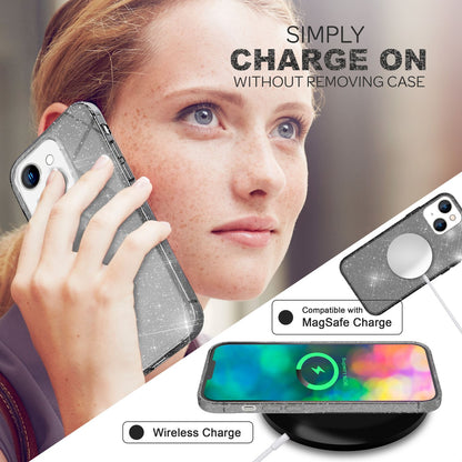 NALIA Glitzerhülle für iPhone 14 – Funkelndes Silikon Case – DAZZLIN (Transparent & Stoßfest) – Marke aus Berlin