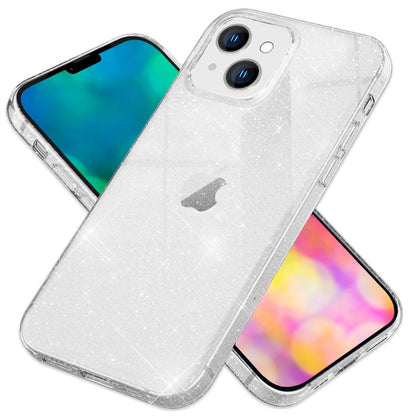 NALIA Glitzerhülle für iPhone 14 Plus – Funkelndes Silikon Case – DAZZLIN (Transparent & Stoßfest) – Marke aus Berlin