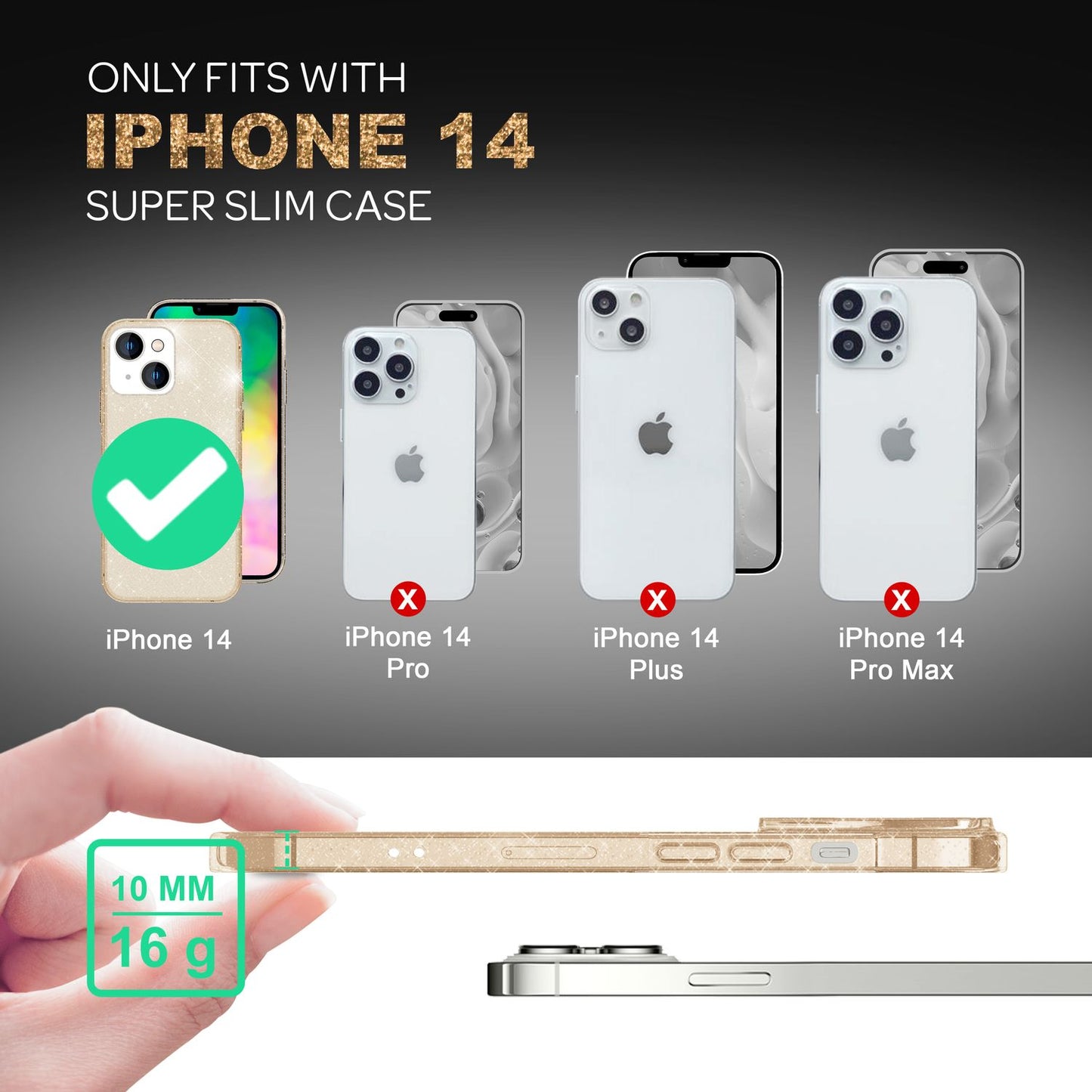 NALIA Glitzerhülle für iPhone 14 Plus – Funkelndes Silikon Case – DAZZLIN (Transparent & Stoßfest) – Marke aus Berlin