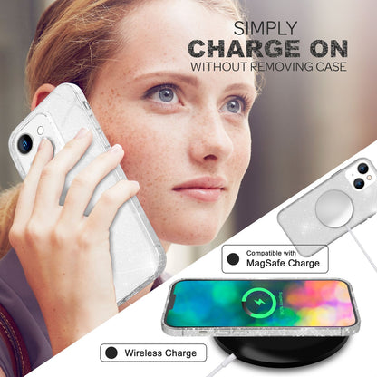 NALIA Glitzerhülle für iPhone 14 Plus – Funkelndes Silikon Case – DAZZLIN (Transparent & Stoßfest) – Marke aus Berlin
