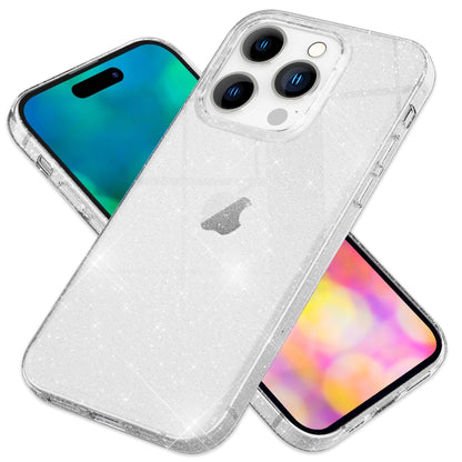 NALIA Glitzerhülle für iPhone 14 Pro – Funkelndes Silikon Case – DAZZLIN (Transparent & Stoßfest) – Marke aus Berlin