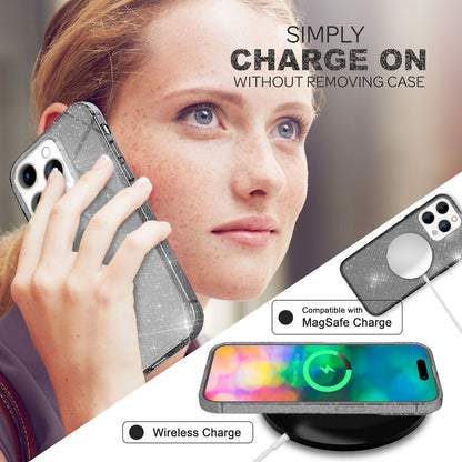 NALIA Glitzerhülle für iPhone 14 Pro – Funkelndes Silikon Case – DAZZLIN (Transparent & Stoßfest) – Marke aus Berlin