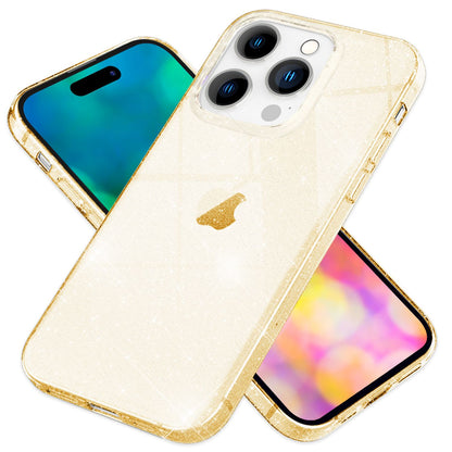 NALIA Glitzerhülle für iPhone 14 Pro Max – Funkelndes Silikon Case – DAZZLIN (Transparent & Stoßfest) – Marke aus Berlin