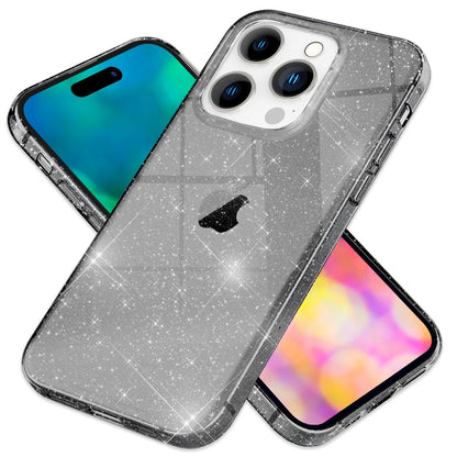 NALIA Glitzerhülle für iPhone 14 Pro Max – Funkelndes Silikon Case – DAZZLIN (Transparent & Stoßfest) – Marke aus Berlin