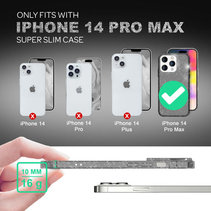 NALIA Glitzerhülle für iPhone 14 Pro Max – Funkelndes Silikon Case – DAZZLIN (Transparent & Stoßfest) – Marke aus Berlin