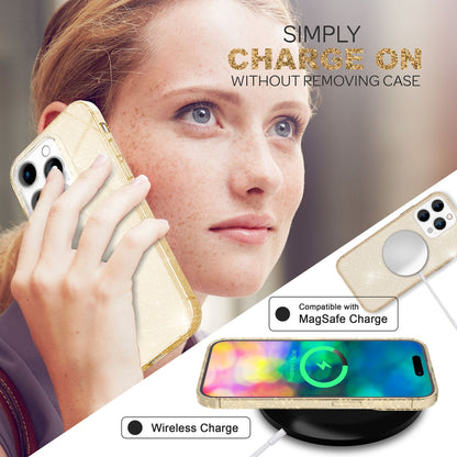 NALIA Glitzerhülle für iPhone 14 Pro Max – Funkelndes Silikon Case – DAZZLIN (Transparent & Stoßfest) – Marke aus Berlin