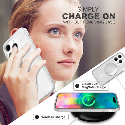 NALIA Glitzerhülle für iPhone 14 Pro Max – Funkelndes Silikon Case – DAZZLIN (Transparent & Stoßfest) – Marke aus Berlin