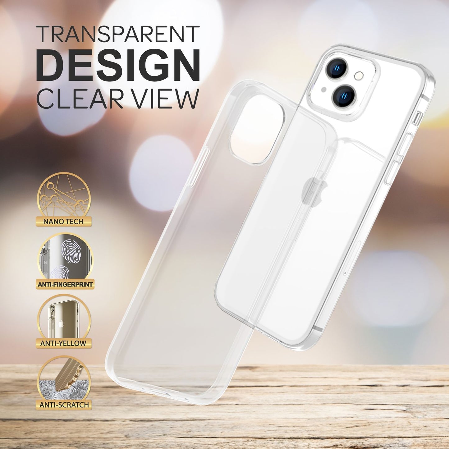 NALIA Transparente Silikonhülle für iPhone 14 – Anti-Gelb & Rutschfest – GLAZE (Handyhülle Kristallklar, Schlank & Stoßfest) – Marke aus Berlin