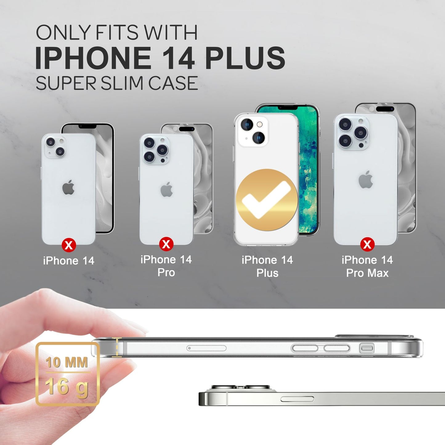 NALIA Transparente Silikonhülle für iPhone 14 Plus – Anti-Gelb & Rutschfest – GLAZE (Handyhülle Kristallklar, Schlank & Stoßfest) – Marke aus Berlin