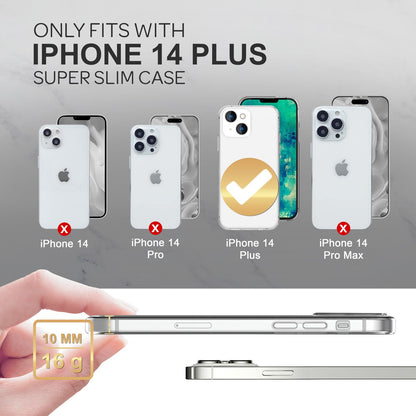 NALIA Transparente Silikonhülle für iPhone 14 Plus – Anti-Gelb & Rutschfest – GLAZE (Handyhülle Kristallklar, Schlank & Stoßfest) – Marke aus Berlin