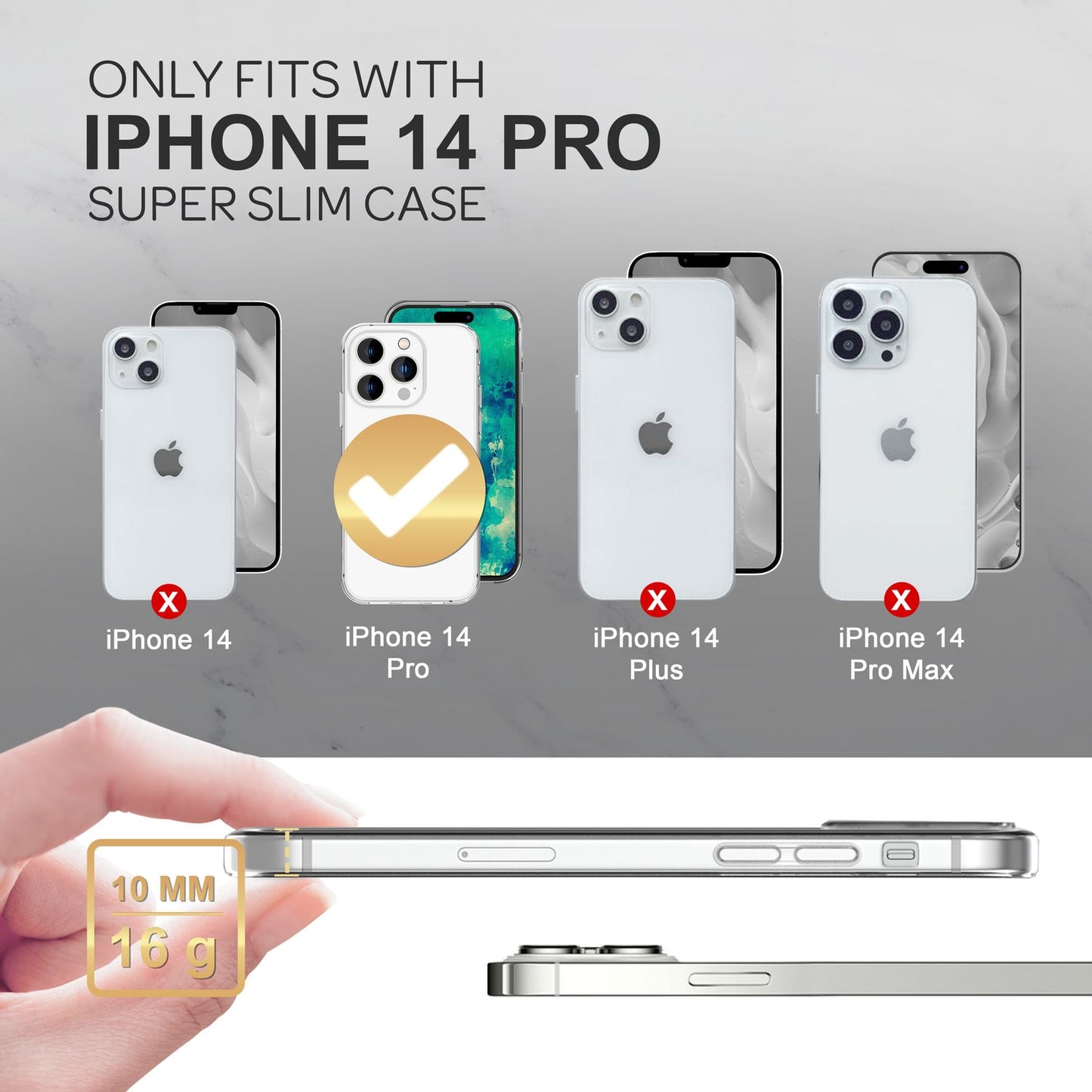 NALIA Transparente Silikonhülle für iPhone 14 Pro – Anti-Gelb & Rutschfest – GLAZE (Handyhülle Kristallklar, Schlank & Stoßfest) – Marke aus Berlin