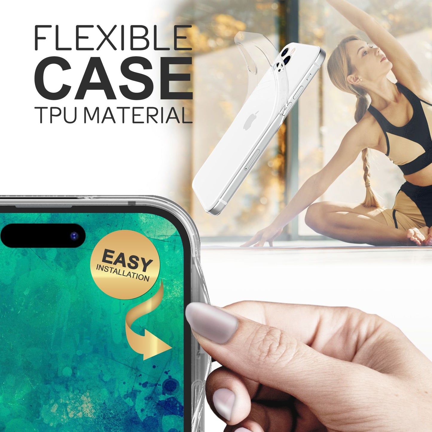 NALIA Transparente Silikonhülle für iPhone 14 Pro – Anti-Gelb & Rutschfest – GLAZE (Handyhülle Kristallklar, Schlank & Stoßfest) – Marke aus Berlin