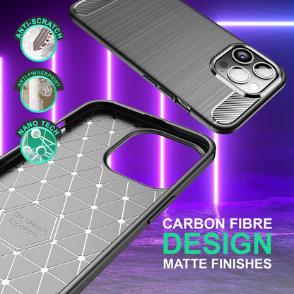 NALIA Silikonhülle für iPhone 14 Pro – Rutschfest & Matt – VORTEX (Gebürstete Optik & Carbon Design) – Marke aus Berlin