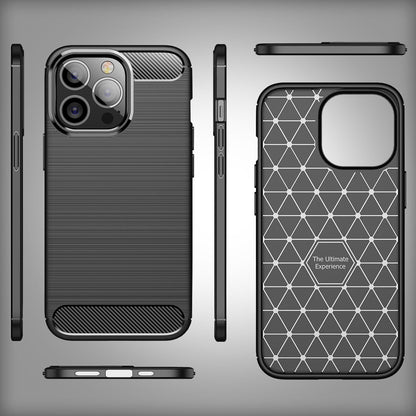 NALIA Silikonhülle für iPhone 14 Pro – Rutschfest & Matt – VORTEX (Gebürstete Optik & Carbon Design) – Marke aus Berlin