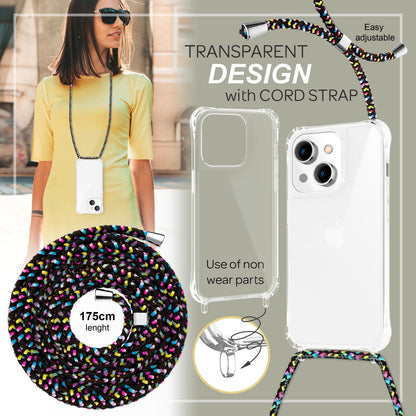 NALIA Handykette für iPhone 14 – Transparentes Hybrid-Case & Band – HANGIT PRO (Anti-Gelb Rückseite & Verstellbar) – Marke aus Berlin