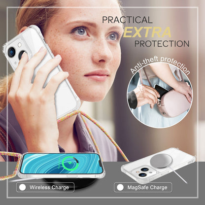 NALIA Handykette für iPhone 14 – Transparentes Hybrid-Case & Band – HANGIT PRO (Anti-Gelb Rückseite & Verstellbar) – Marke aus Berlin