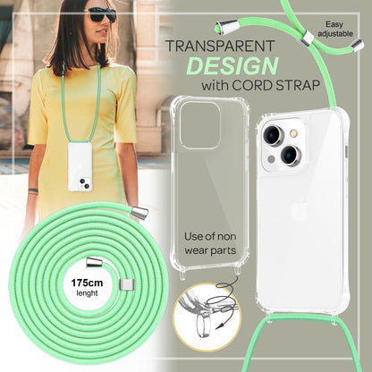 NALIA Handykette für iPhone 14 Plus – Transparentes Hybrid-Case & Band – HANGIT PRO (Anti-Gelb Rückseite & Verstellbar) – Marke aus Berlin