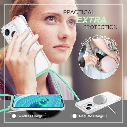 NALIA Handykette für iPhone 14 Plus – Transparentes Hybrid-Case & Band – HANGIT PRO (Anti-Gelb Rückseite & Verstellbar) – Marke aus Berlin
