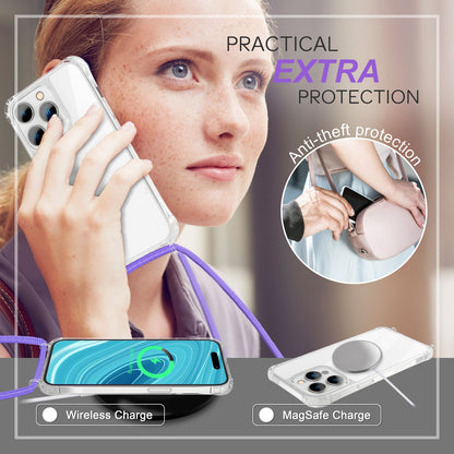 NALIA Handykette für iPhone 14 Pro – Transparentes Hybrid-Case & Band – HANGIT PRO (Anti-Gelb Rückseite & Verstellbar) – Marke aus Berlin