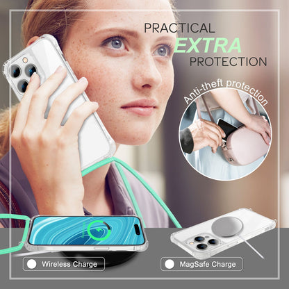 NALIA Handykette für iPhone 14 Pro – Transparentes Hybrid-Case & Band – HANGIT PRO (Anti-Gelb Rückseite & Verstellbar) – Marke aus Berlin