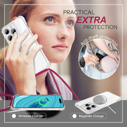 NALIA Handykette für iPhone 14 Pro – Transparentes Hybrid-Case & Band – HANGIT PRO (Anti-Gelb Rückseite & Verstellbar) – Marke aus Berlin