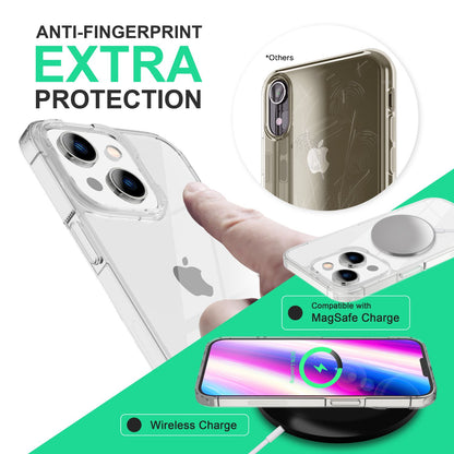 NALIA Transparente Hülle für iPhone 14 Plus – Anti-Gelb & Stoßfest – BLYSS (Rückseite in Glas-Optik) – Marke aus Berlin