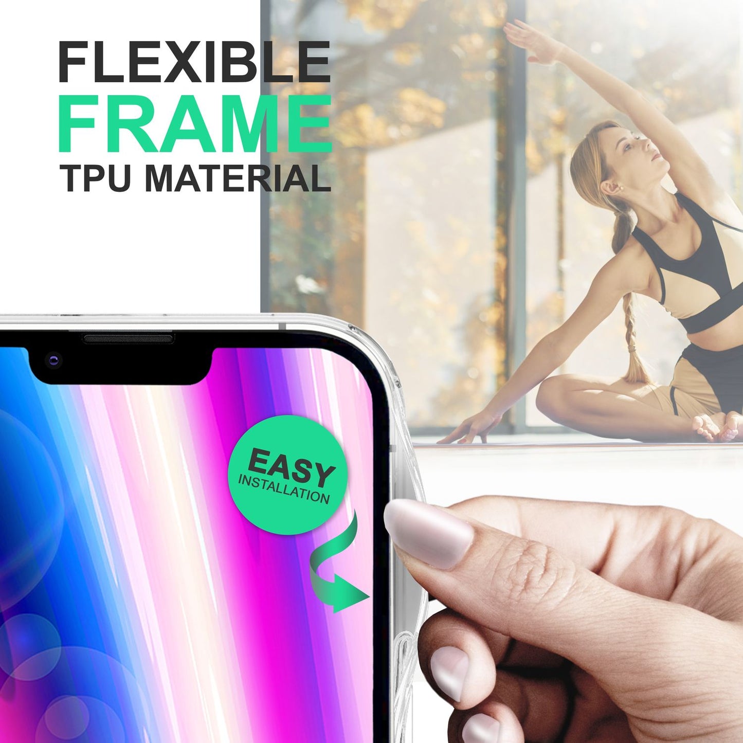 NALIA Transparente Hülle für iPhone 14 Plus – Anti-Gelb & Stoßfest – BLYSS (Rückseite in Glas-Optik) – Marke aus Berlin