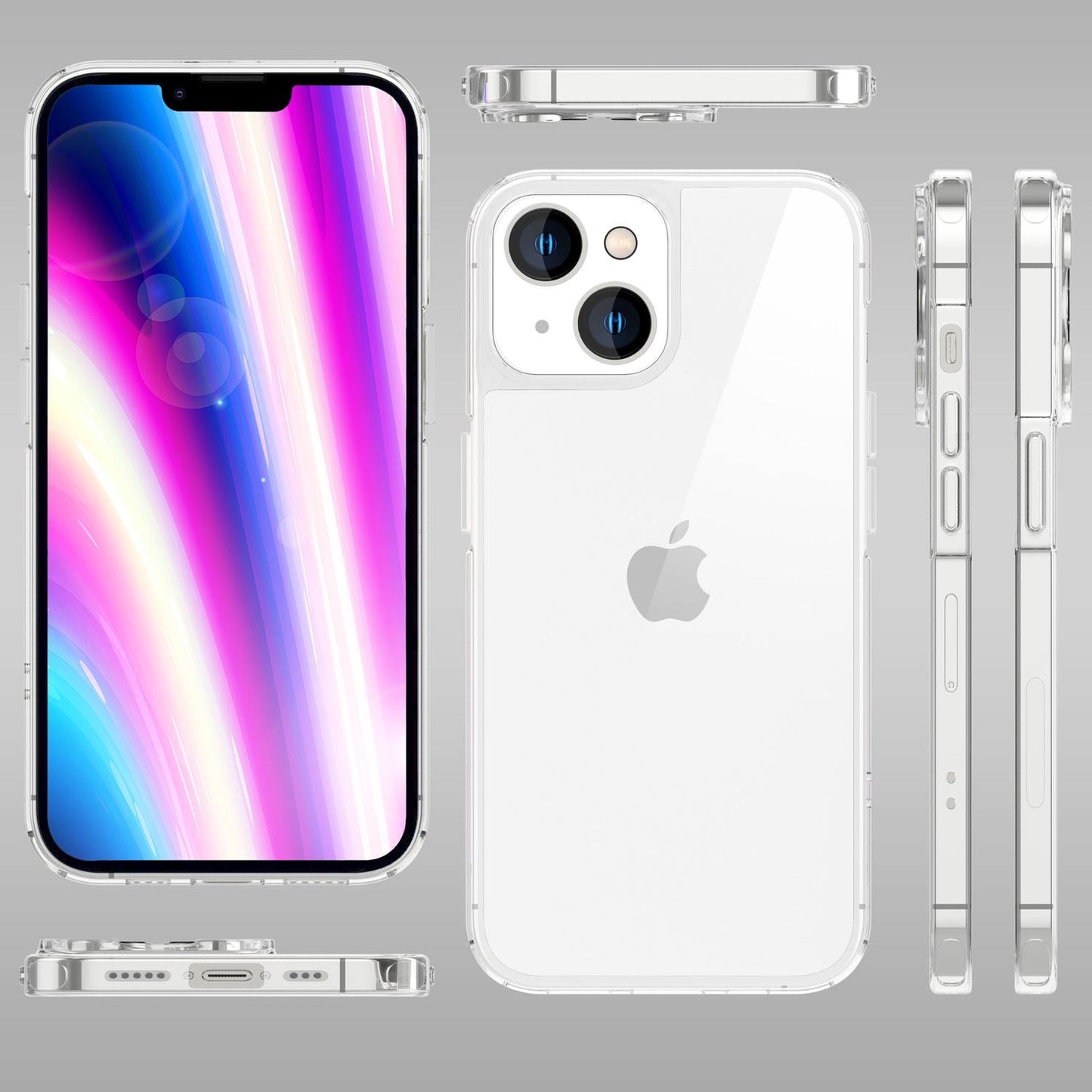 NALIA Transparente Hülle für iPhone 14 Plus – Anti-Gelb & Stoßfest – BLYSS (Rückseite in Glas-Optik) – Marke aus Berlin
