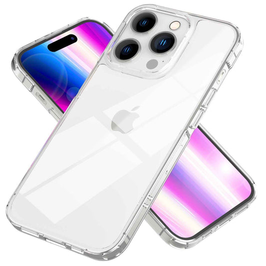 NALIA Transparente Hülle für iPhone 14 Pro – Anti-Gelb & Stoßfest – BLYSS (Rückseite in Glas-Optik) – Marke aus Berlin