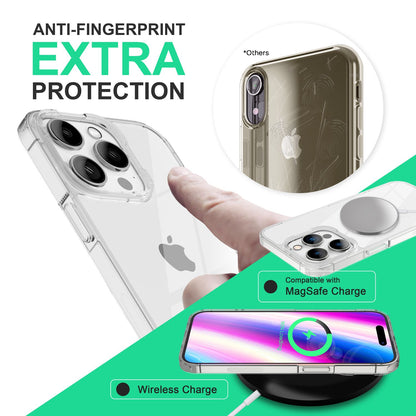 NALIA Transparente Hülle für iPhone 14 Pro – Anti-Gelb & Stoßfest – BLYSS (Rückseite in Glas-Optik) – Marke aus Berlin