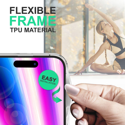 NALIA Transparente Hülle für iPhone 14 Pro – Anti-Gelb & Stoßfest – BLYSS (Rückseite in Glas-Optik) – Marke aus Berlin