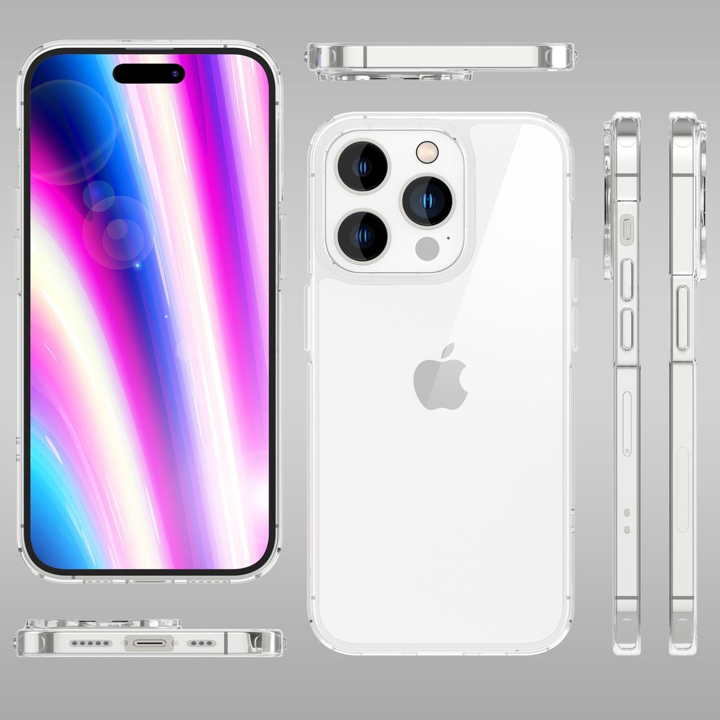 NALIA Transparente Hülle für iPhone 14 Pro – Anti-Gelb & Stoßfest – BLYSS (Rückseite in Glas-Optik) – Marke aus Berlin