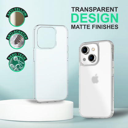 NALIA Matt-Transparentes Case für iPhone 14 – Milchglas-Optik & Anti-Fingerprint – NYTE (Stoßfest, Harte Rückseite & Silikon Bumper) – Marke aus Berlin
