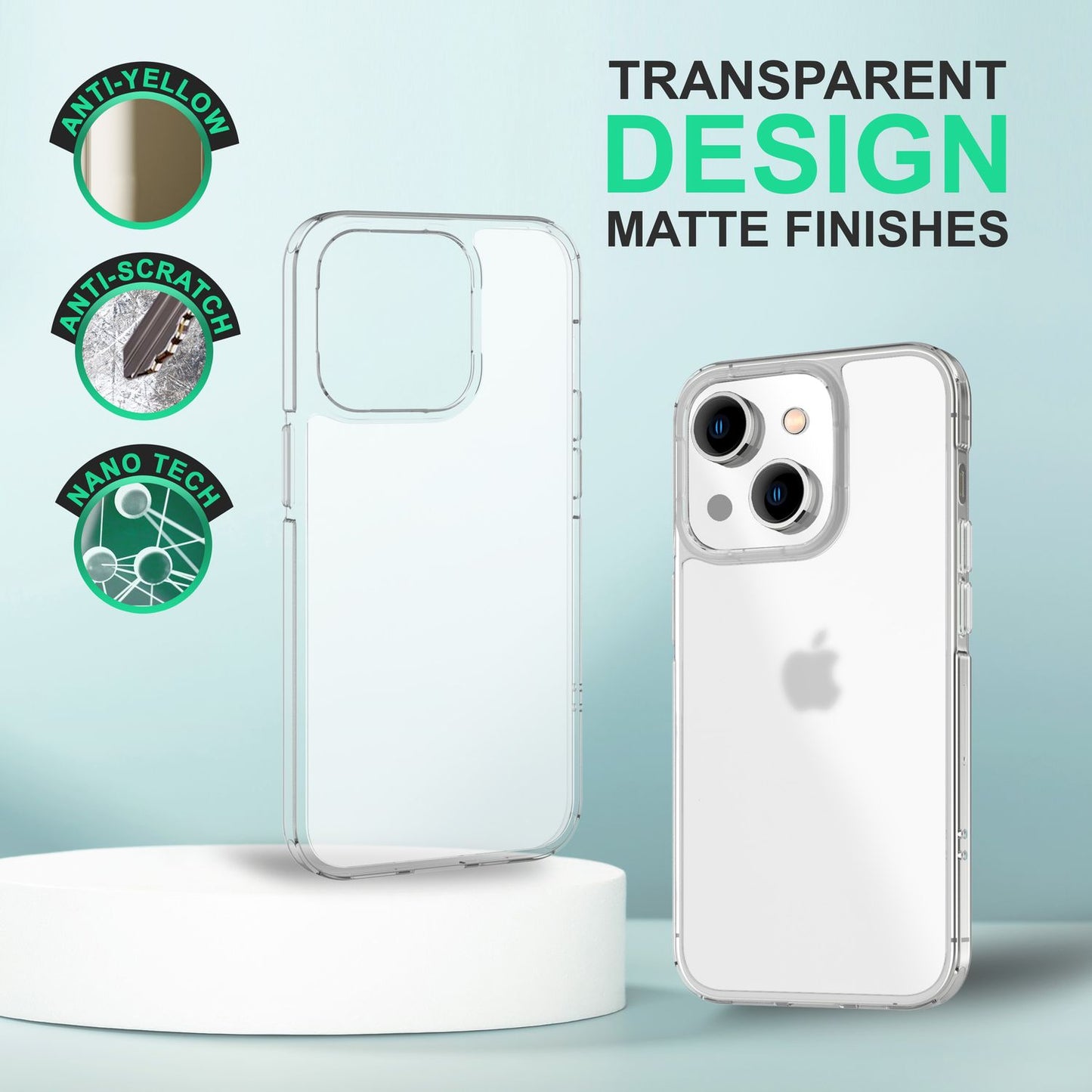 NALIA Matt-Transparentes Case für iPhone 14 Plus – Milchglas-Optik & Anti-Fingerprint – NYTE (Stoßfest, Harte Rückseite & Silikon Bumper) – Marke aus Berlin