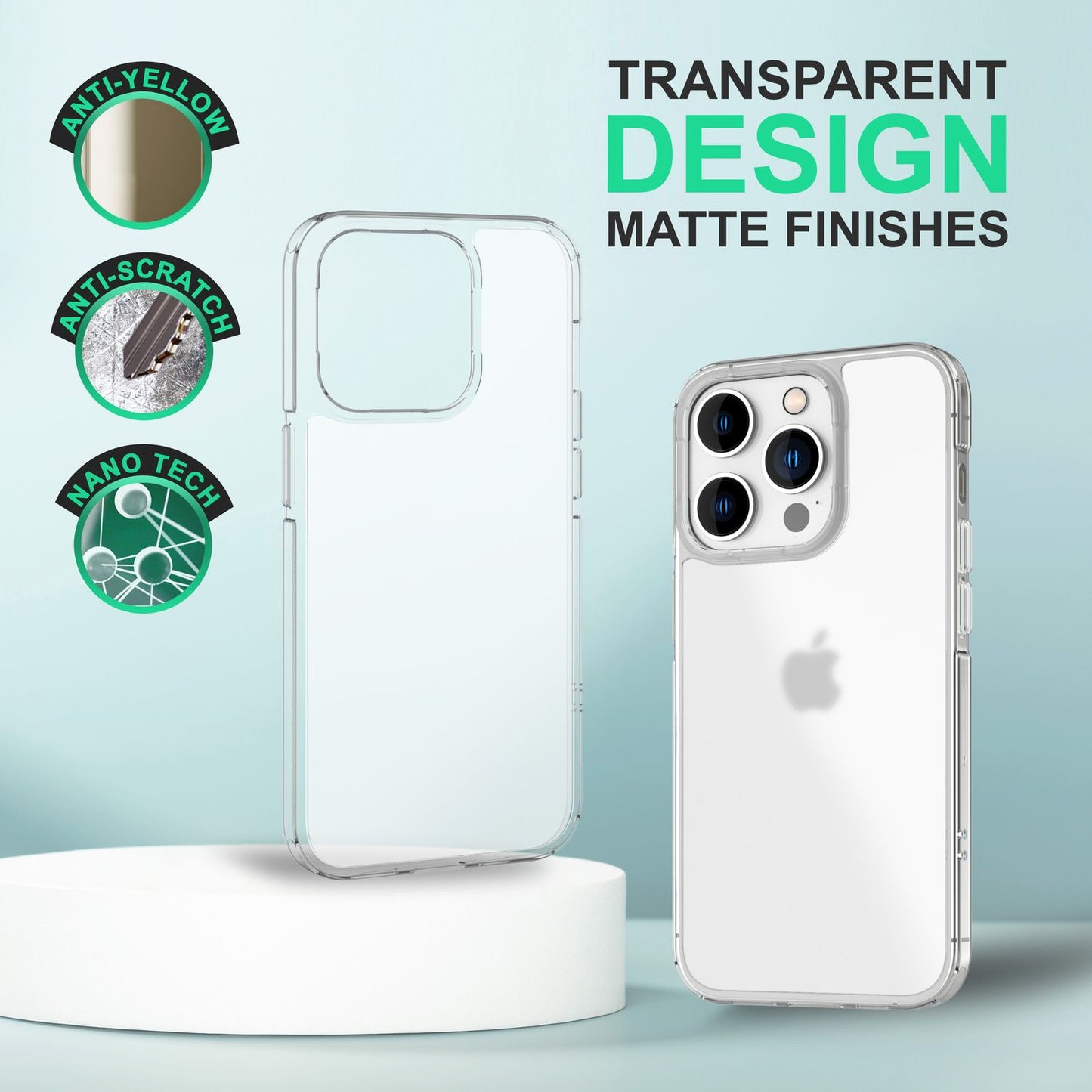 NALIA Matt-Transparentes Case für iPhone 14 Pro – Milchglas-Optik & Anti-Fingerprint – NYTE (Stoßfest, Harte Rückseite & Silikon Bumper) – Marke aus Berlin