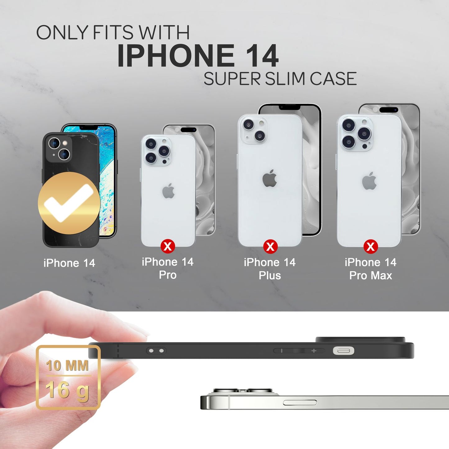 NALIA Marmor Glas Case für iPhone 14 – Robustes 9H Echtglas – MARBELLE (Silikon Bumper & Grip) – Marke aus Berlin