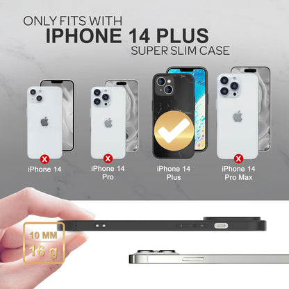 NALIA Marmor Glas Case für iPhone 14 Plus – Robustes 9H Echtglas – MARBELLE (Silikon Bumper & Grip) – Marke aus Berlin